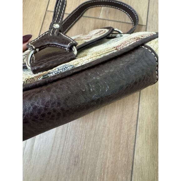 Vintage Y2K NY & Co Mini Tiny Tapestry Purse Floral Mocha Cottagecore - Picture 6 of 11